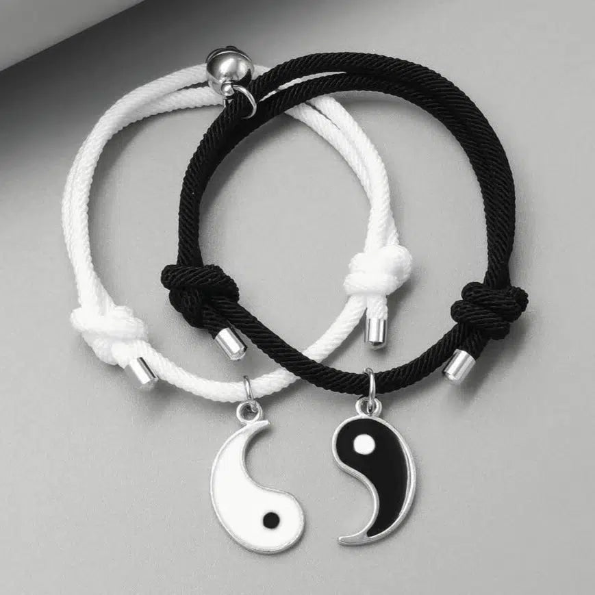 2pcs Matching Couple Bagua Yin Yang Friendship Bracelet Adjustable Cord  Braided | eBay